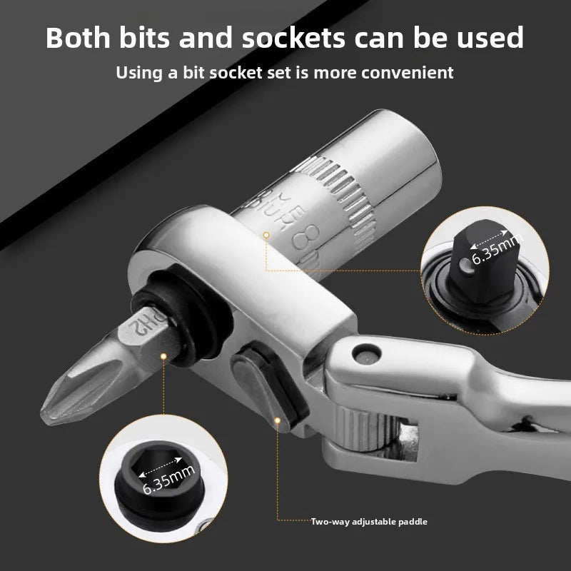 Mini 1/4" Double End Quick Socket Ratchet Wrench Screwdriver Bit Driver Quick Release Hand Tool