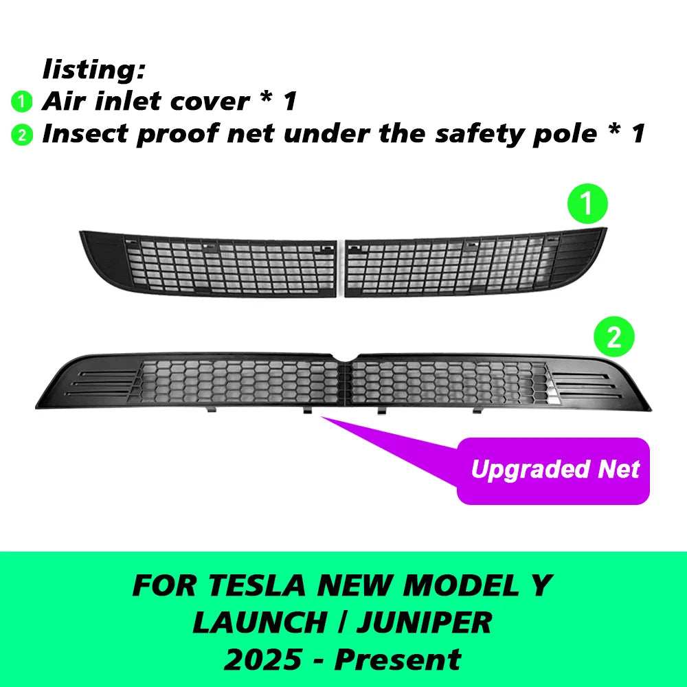 TEKSY For Tesla New Model Y YL 2026 Juniper Lower Bumper Anti Insect Net Anti Dust Proof Inner Vent Grille Cover Insect-proof
