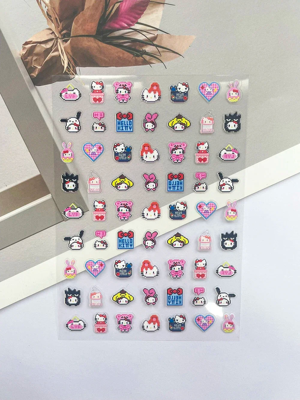 Mini Hellokitty Fruit Food Pixel Art Style Luggage Tags Stickers Nail Art Diy Phone Case Laptop Keyboard Buttons Cute Stickers