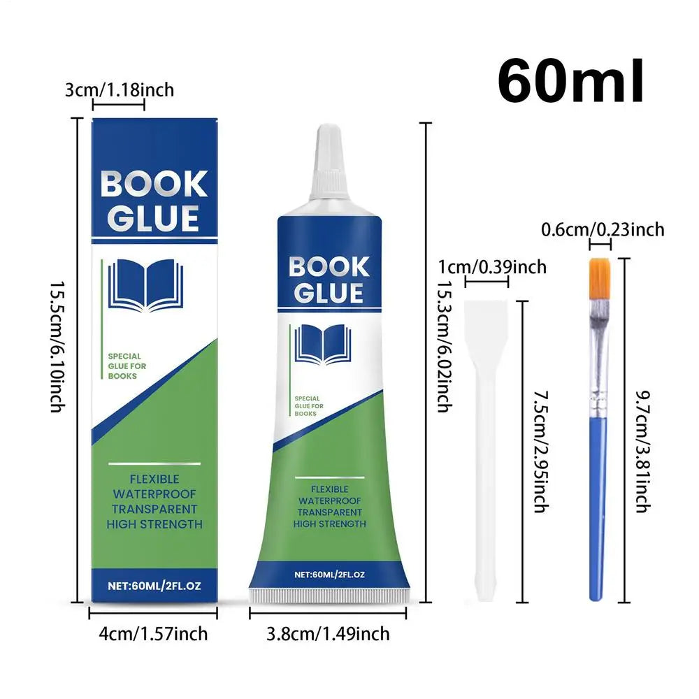 Book Glue 60ml Clear Book Binding Adhesive Flexible Paper Glue for Envelopes Postcards Paper Craft DIY Scrapbooking Supplies