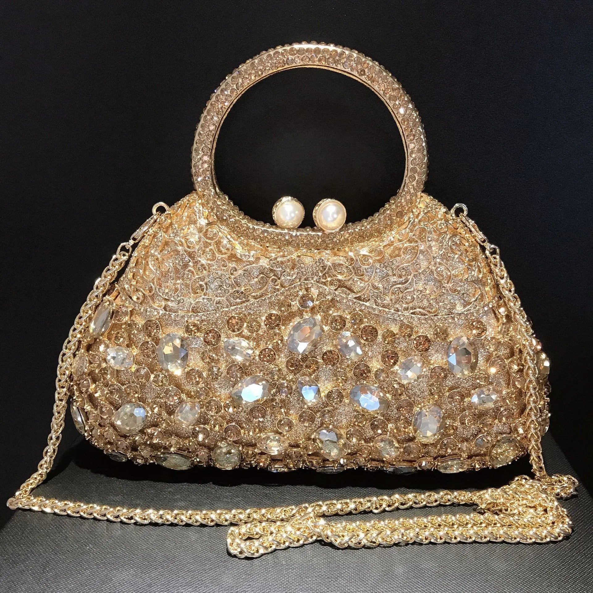 Stone Handbag Hollow Metal Diamond Dinner Bag Party Banquet Rhinestone Handbag Crystal-Embellished Party Clutch Rhinestone Purse