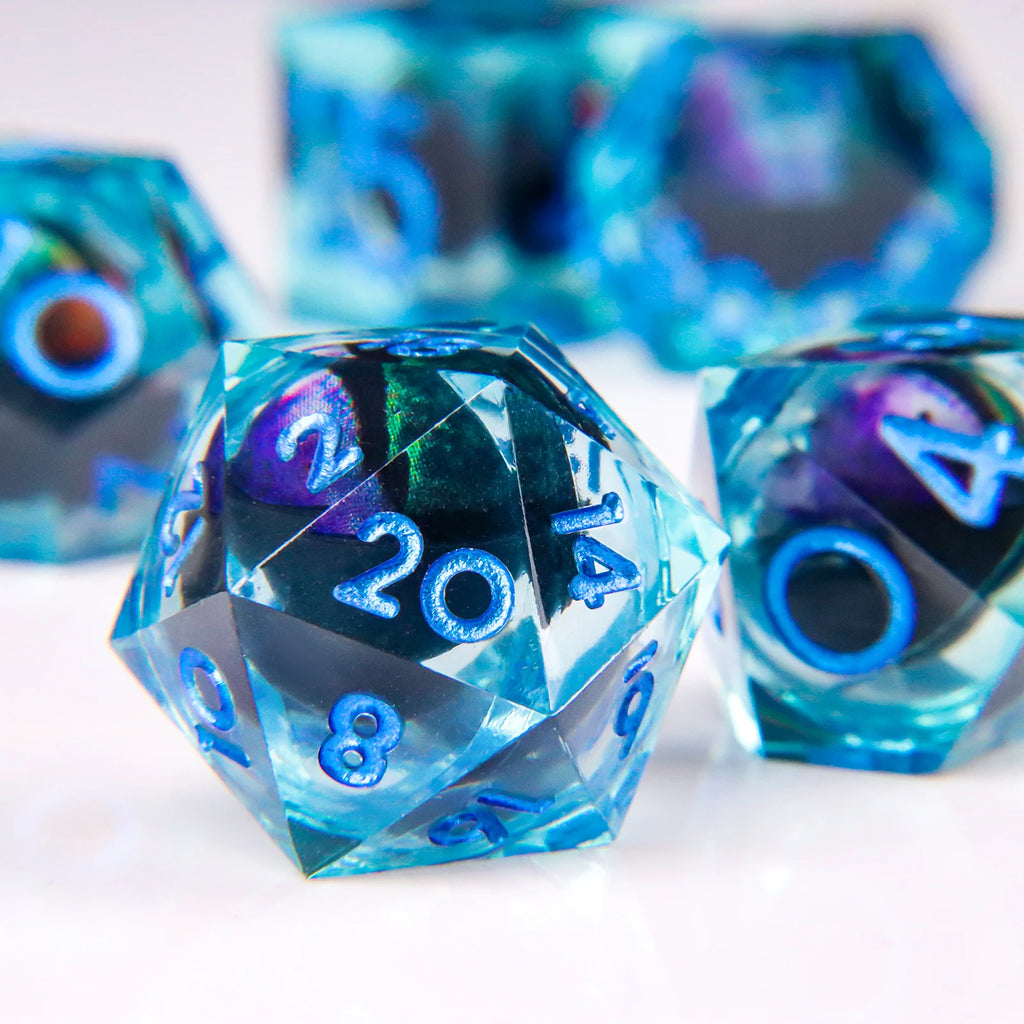 DND Dragon Eye Dice Liquid Core Dice Set Resin Sharp Edged Dice For Dungeons and Dragons Polyhedral D&D Dice Handmade D and D