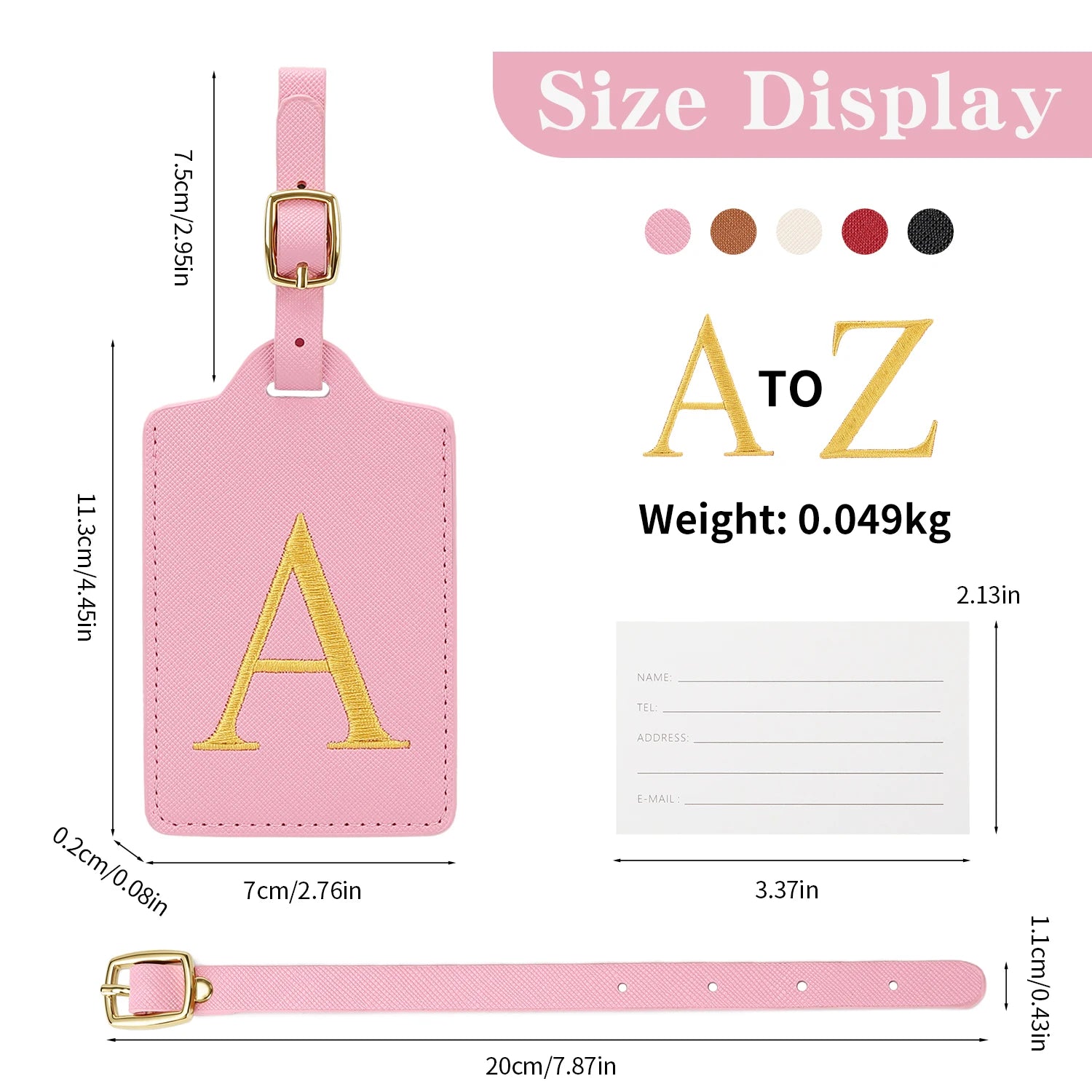MIYIN 26 letters Luggage Tags for Suitcases PU Leather Privacy Protection Bag Tags Travel Accessories Essential, Pink
