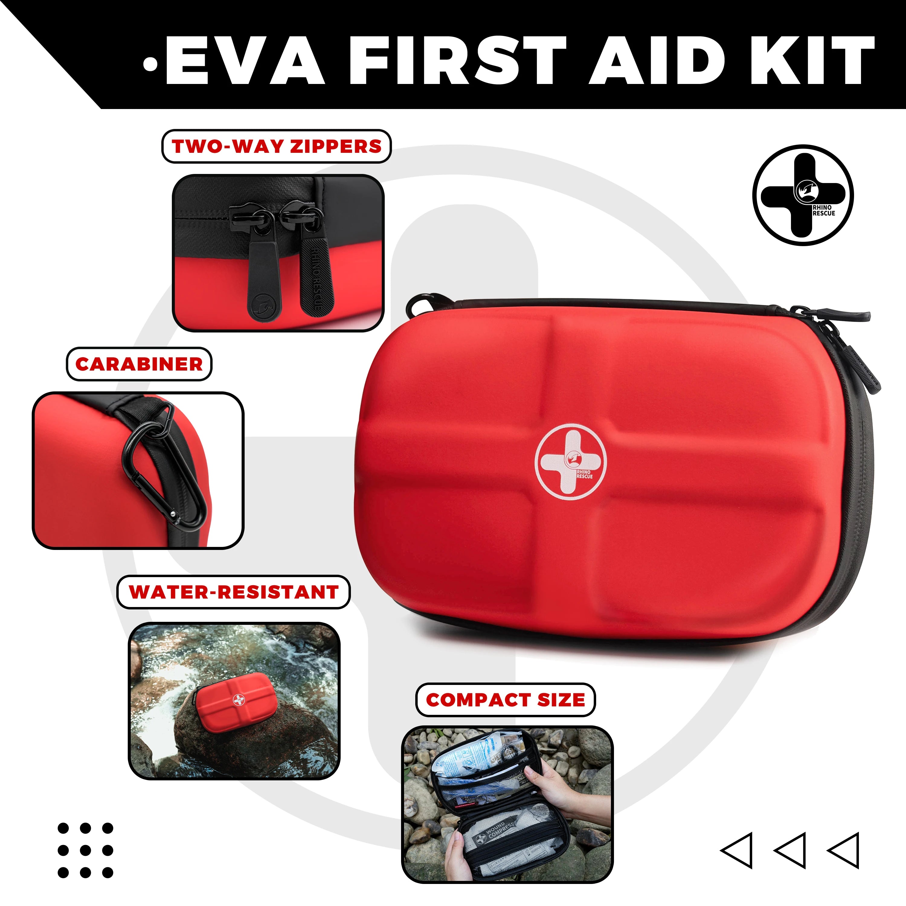 RHINO RESCUE Mini First Aid Kit Small Waterproof Portable Emergency Kit Camping Essentials, With 106 Items For Travel, Home, Car