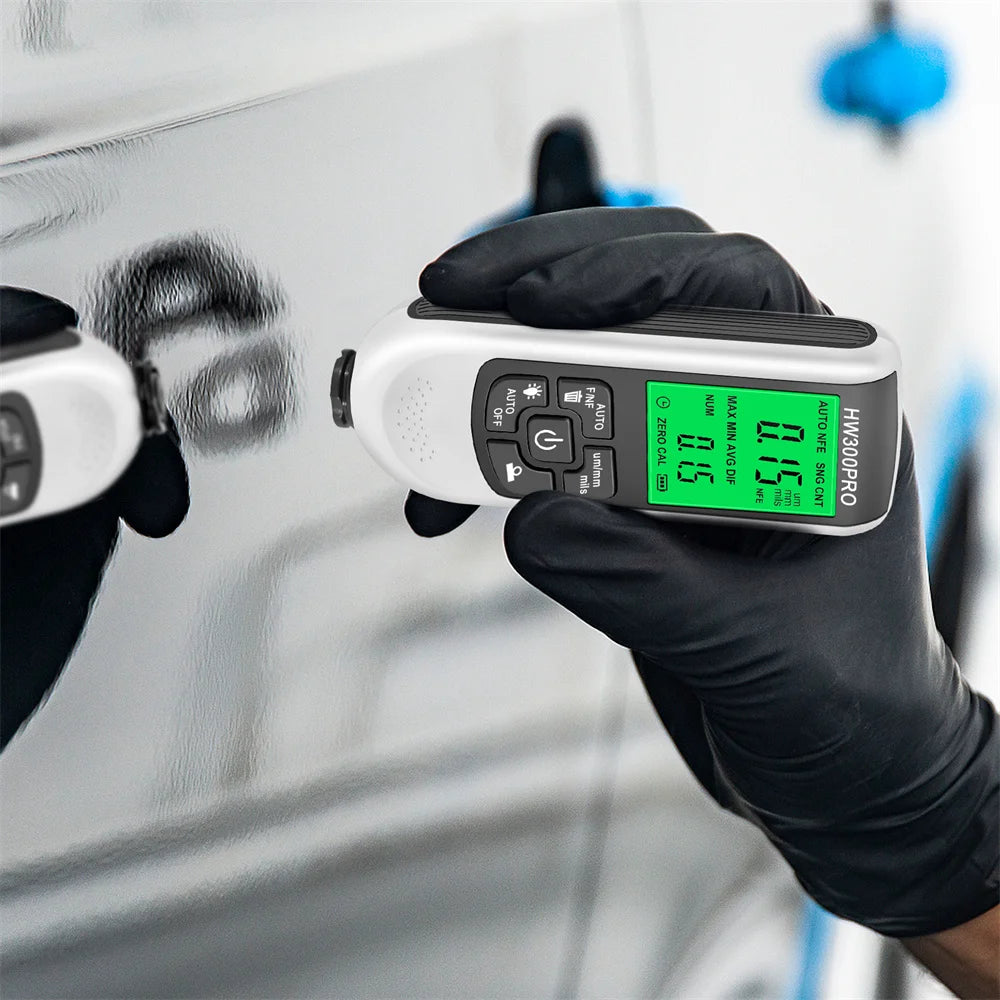 HW300PRO Thickness Gauge for Cars Film Automatic Thickness Gauge 0-2000UM Fe NFE Coating Meter Automotive Paint Thickness Tester