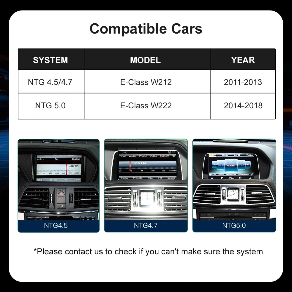 Wireless CarPlay Android Auto For Mercedes Benz E-Class W212 E300 E350 Coupe NTG4.5 5.0 2012-2016 with Mirror Link AirPlay