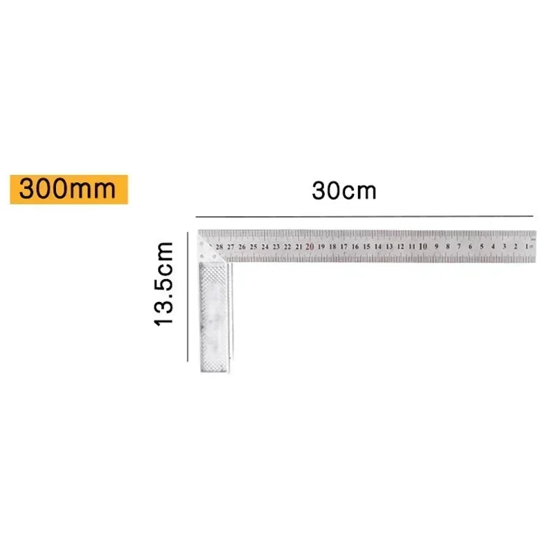 1pc 250mm-600mm L Shape Angle Square Ruler Construction Carpenter Ruler Aluminum Alloy Household Rulers Measuring Tool