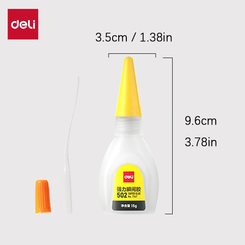 Deli 502 Super Glue, Strong Instant Cyanoacrylate Adhesive for Metal, Wood, Plastic, Craft & Hardware Repair
