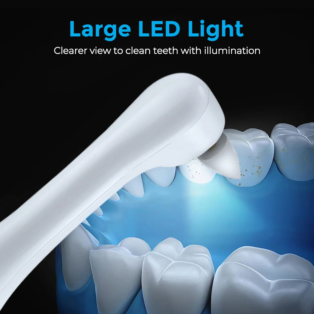 Electric Tooth Polisher Teeth Whitening Cleaner 5 Speed Modes 6 Brush Heads With LED Light Dental Tartar Remover Teeth Clean
