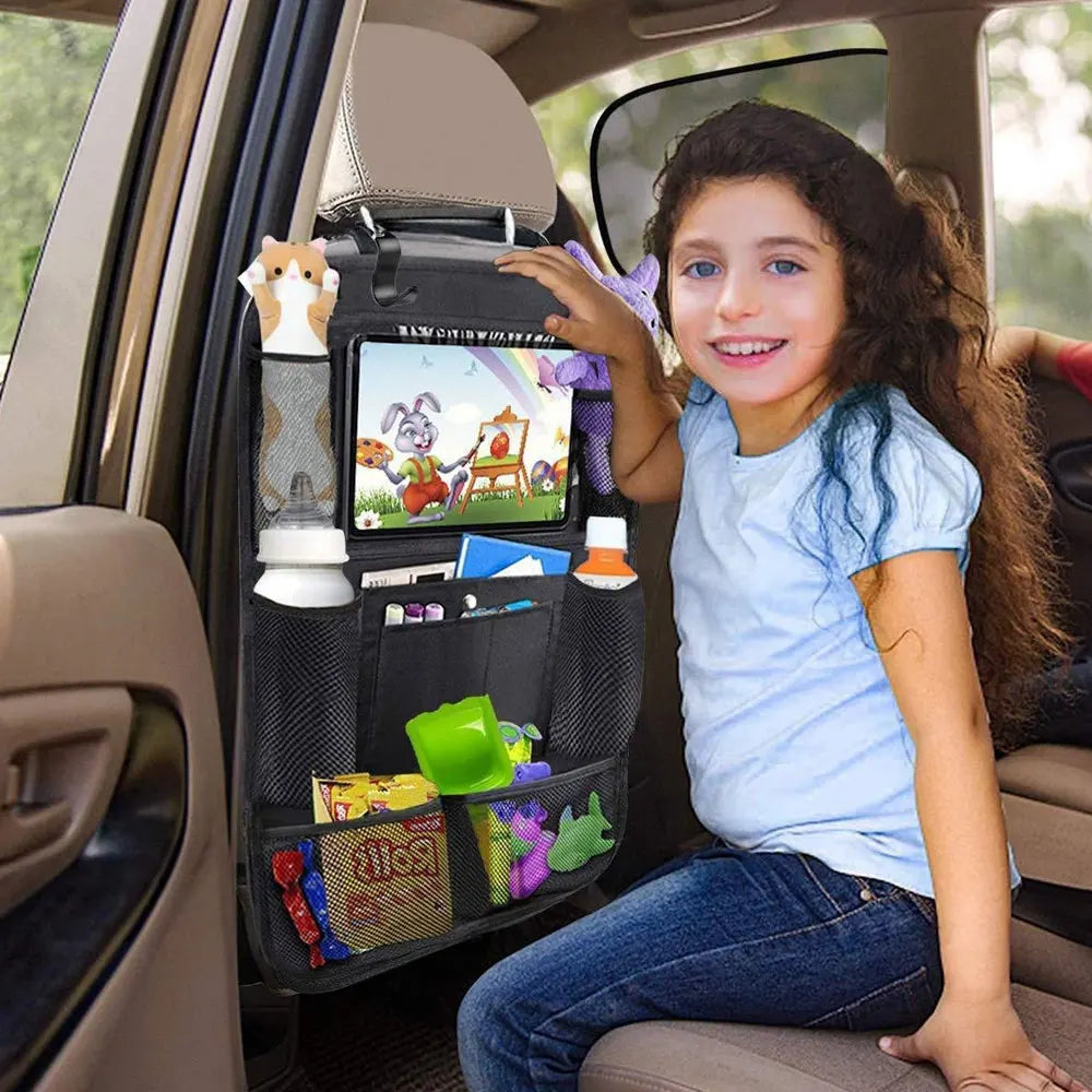 Car Backseat Organizer with Touch Screen Tablet Holder Auto Storage Pockets Cover Car Seat Back Protectors Car Accessories