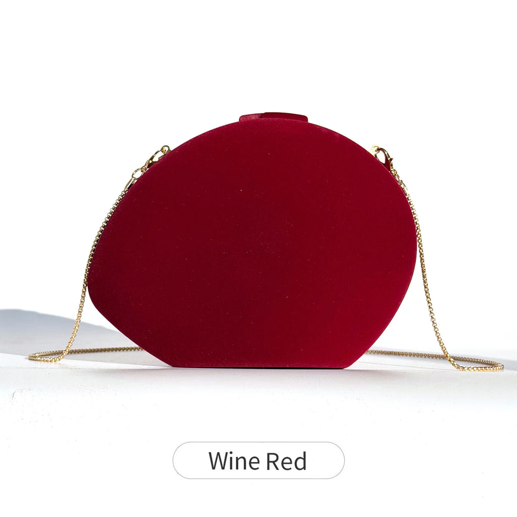 Designer velvet shell-shaped evening bag stylish wedding party clutch crossbody chain shoulder bag can hold mobile phone