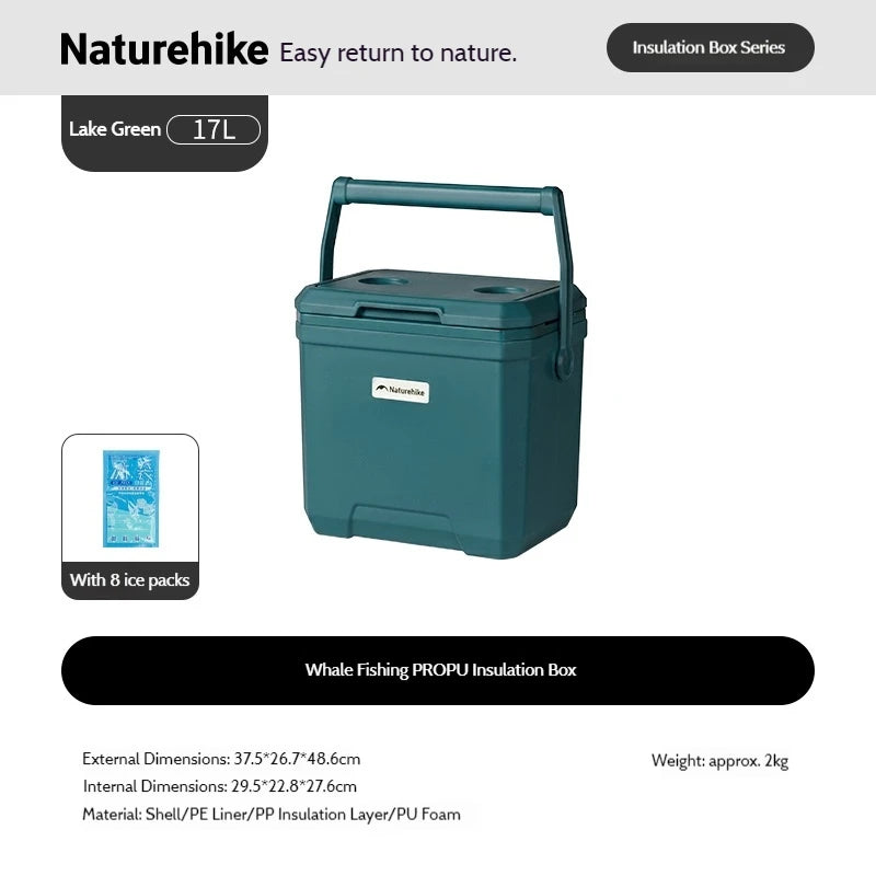 Naturehike Outdoor Camping Cooler Box 17/24/36L Insulated Ice Bucket Portable Car PU Refrigerator Large Capacity Pulley Ice Box