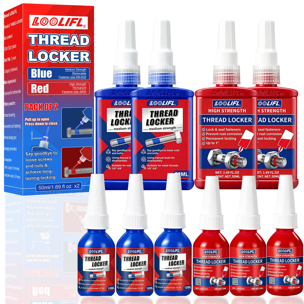 High Medium Strength Threadlocker 243 271 Bolt Anti-Loose Seal Glue Oil Heat Vibration Resistant Metal Thread Compound 50ML 10G