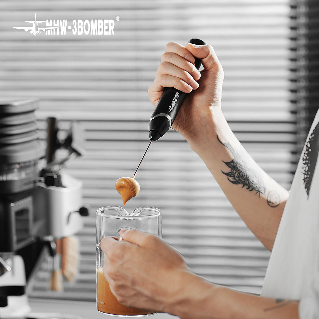MHW-3BOMEBR Rechargeable Milk Frother Handheld Electric Foam Maker Stainless Steel Whisk Drink Mixer Foamer for Latte/Cappuccino