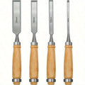 4Pcs Wood Carving Chisels Set Professional for Woodworking - 6/12/18/24mm Comfortable Beech Handle Wood Chisel with Wood Handles