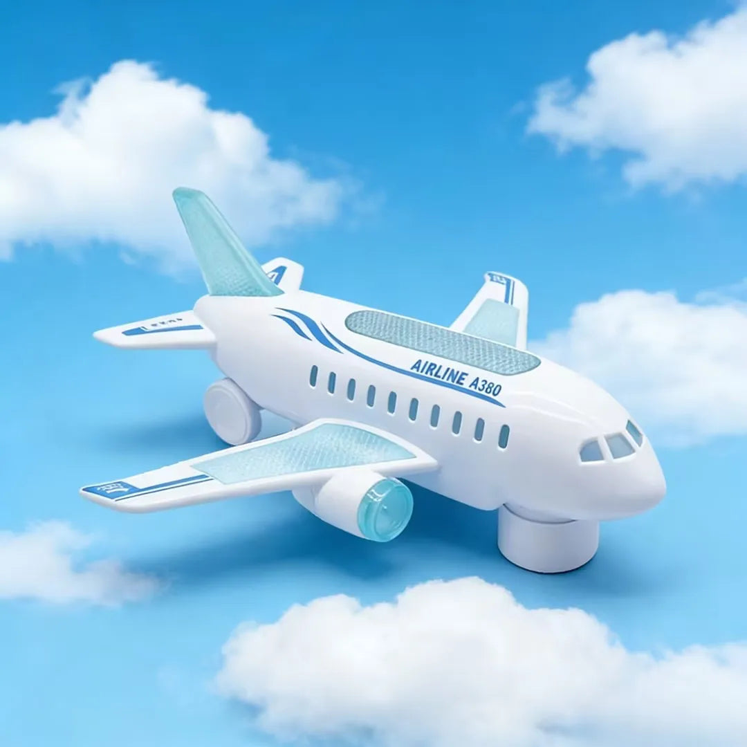 Electric Airplane Toy Omni Directional Shock-Resistant with LED Lights And Music Educational Simulated Aircraft Play for Kids