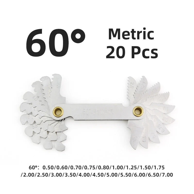55/60 Degree Thread Plug Gauge Metric Imperial Gear Tooth Screw Pitch Gauges Carbon Steel Measuring Tool Tap Thread Measurement