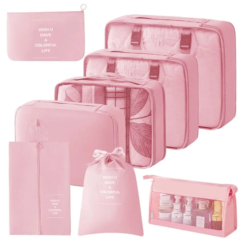 Travel Storage Bags Set 7/8/9/10-Piece Digital Toiletries Organizer Suitcase Packing Cubes for Clothes Shoes Clothes Tidy Pouch