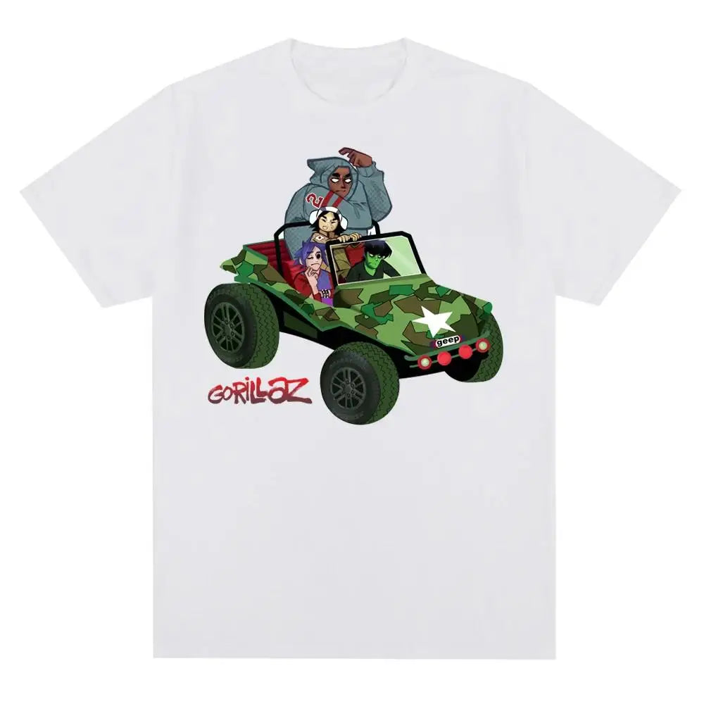 Music Band Gorillazs Punk Rock Print T Shirt 90s Casual Fashion Short Sleeve Plus Size T Shirt Unisex