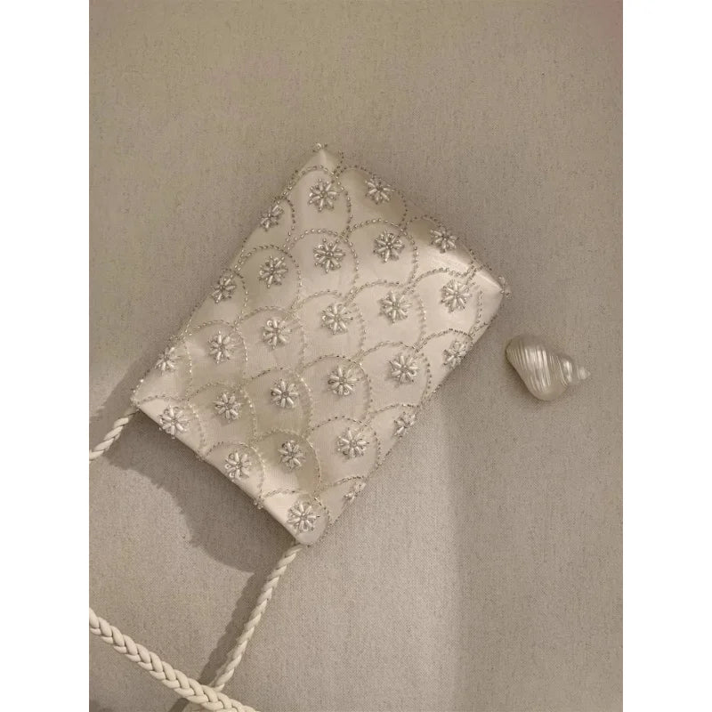 2026New high-end beaded embroidered bag, sweet and elegant party bag, evening dress bag, single shoulder crossbody bag for women