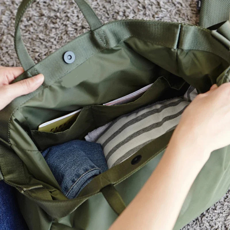 Portable Clothes Storage Tote Bag Shoulder Bag Travel Organizer Outdoor Sports Fitness Yoga Bag Waterproof Nylon Luggage Bag