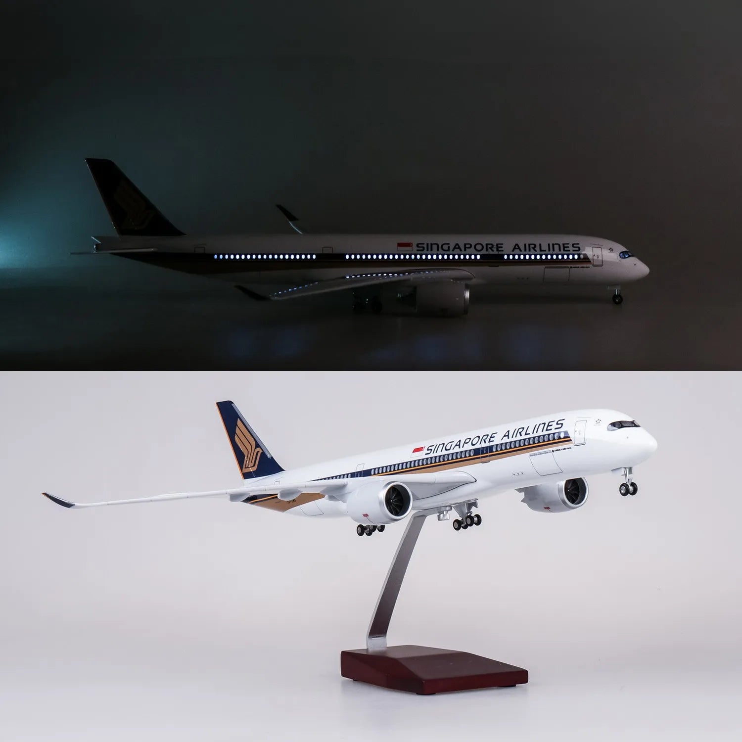 47cm Large Scale Toy Plane Singapore A350 Diecast Resin Airplane Model Kit with Stand for Aviation Enthusiast Gift or Collection