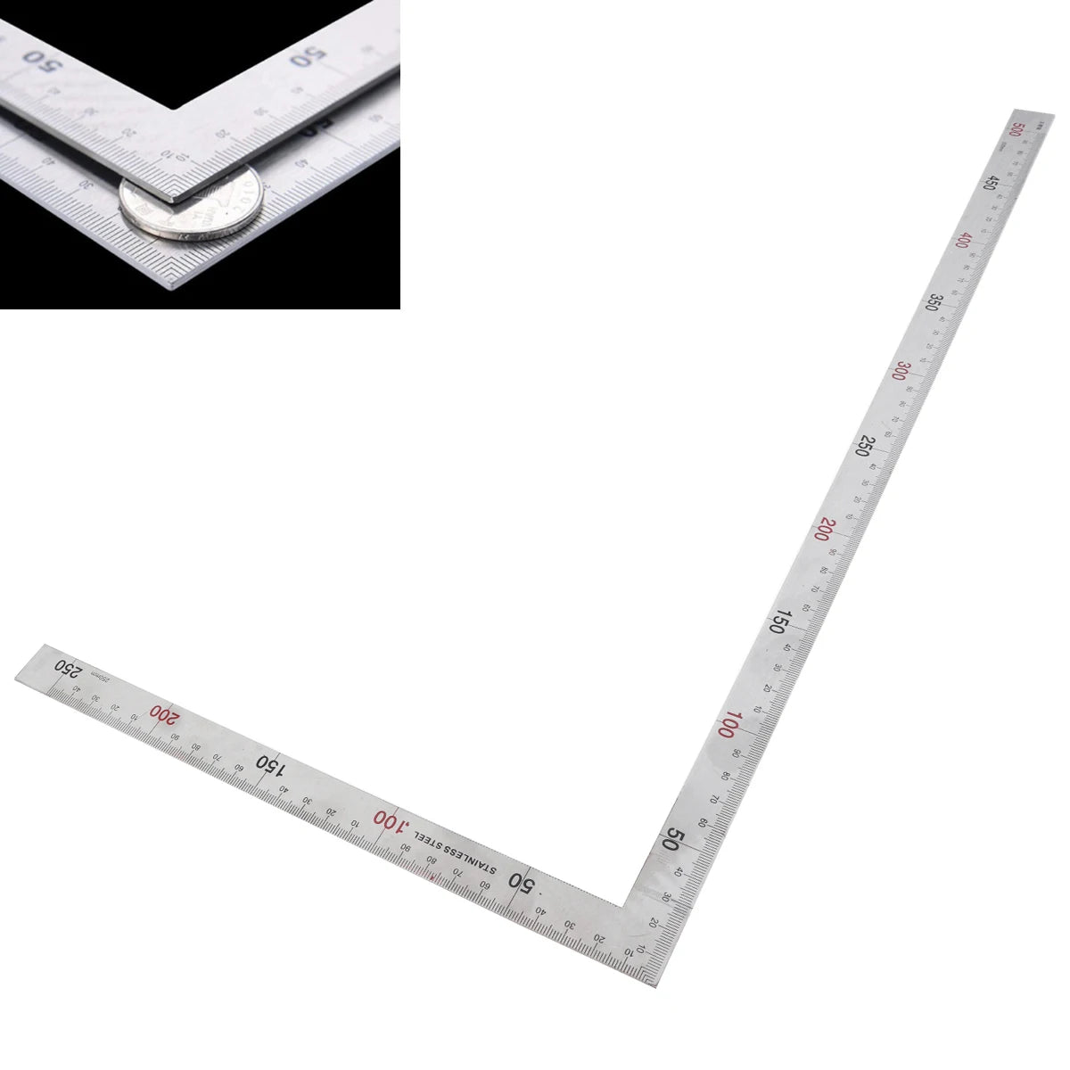 1pc Metal Steel Square Set 90 Degree Angle Metric Try Mitre Square Ruler 150 x 300mm 250x500mm Measurement Instruments
