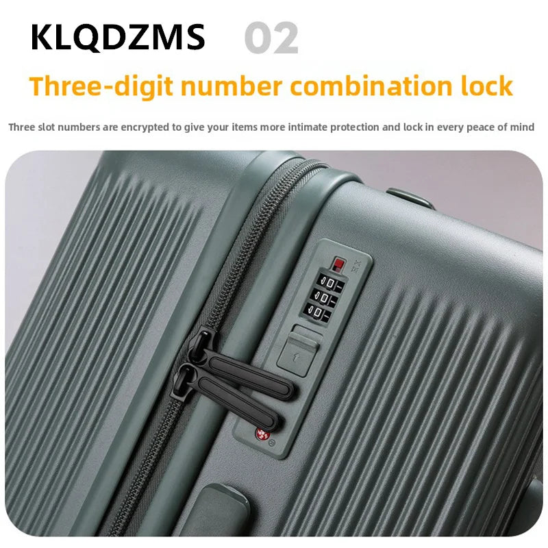 KLQDZMS Men's Suitcase ABS+PC Boarding Box 20"22"24"26 Inch Large Capacity Trolley Case Women's Business Rolling Luggage