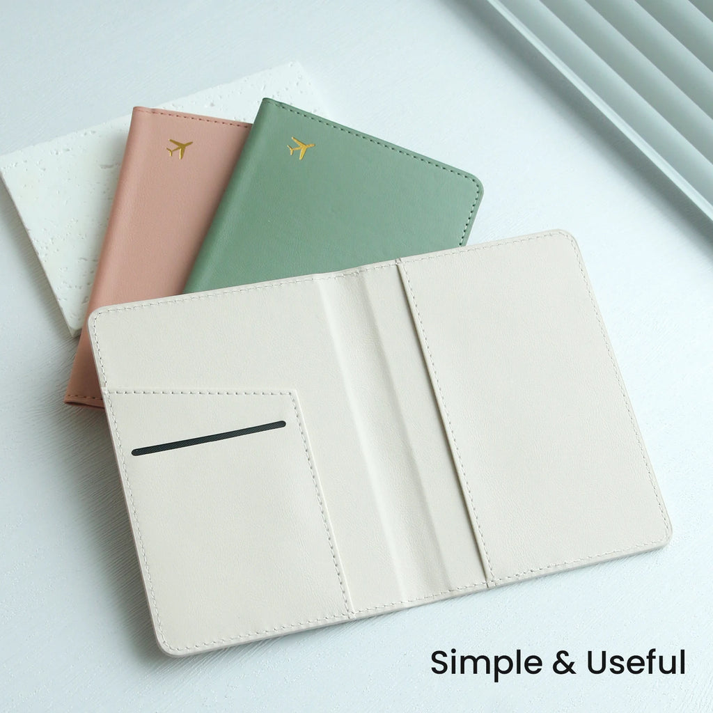1pc Pure Chic Passport Wallet Faux Leather Lightweight Waterproof Rfid Blocking Slim Vaccine Card Holder Travel Essentials