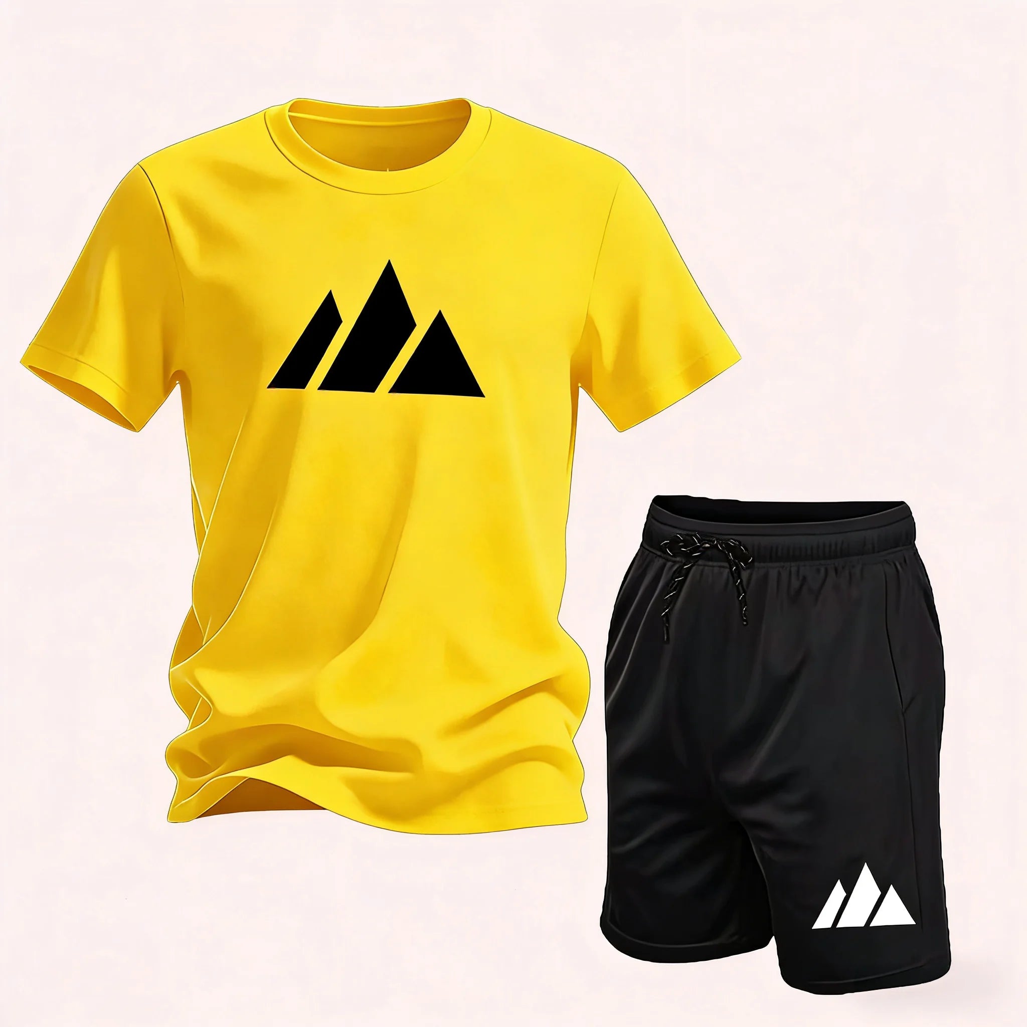 2026 Summer Fashion Trendy Casual Sports Two Piece Set Youth Men's Short Sleeved T-shirt + Shorts Set6