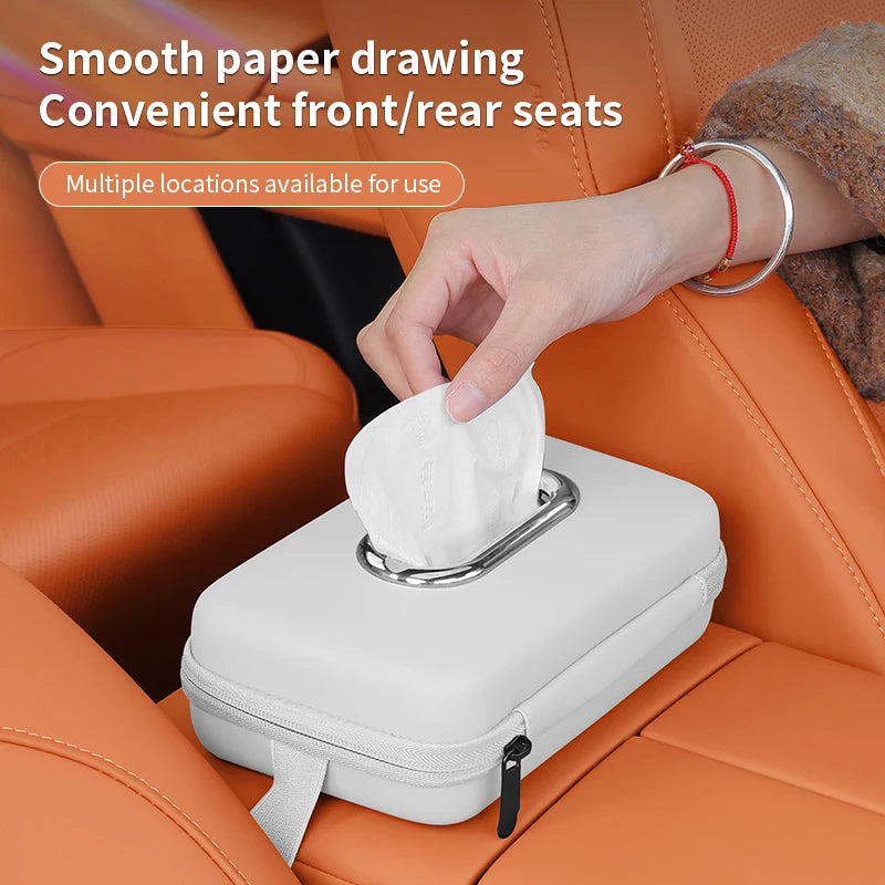 Car Mounted Tissue Box Drawer Box Creative Car Armrest Box Backrest Hanging Multifunctional Sun Visor Four-color Tissue Bag