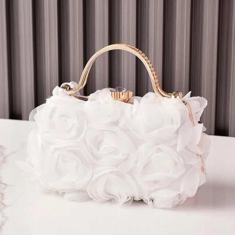 Popular floral evening bag for brides, wedding dress, white gown bagpartybag