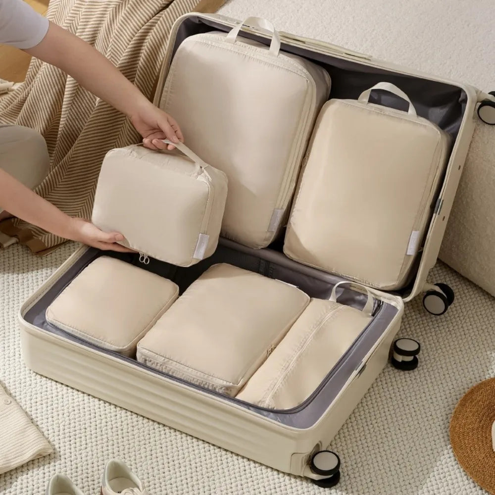 4pcs/set Large Capacity Luggage Compartment Packing Bag Multifunctional Lightweight Travel Storage Bag Cloth Separate