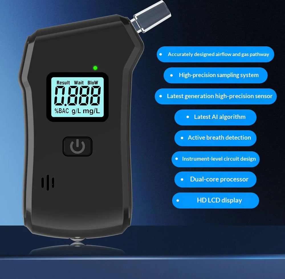 Portable High-Precision Breathalyzer with Voice Function And Light Indicator Alcohol Testing Device for Post-Drinking Safety