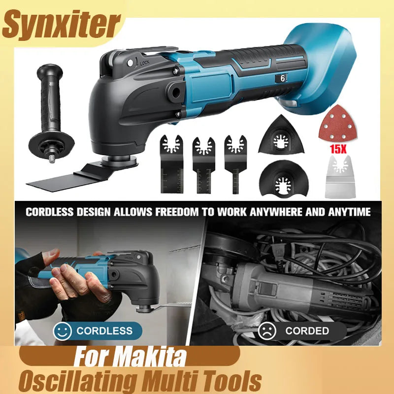 Synxiter Oscillating Multi Tools For Makita 18V Battery 6 Gears Electric Cutting Wood Speed Trimmer Saw Renovation Power Machine