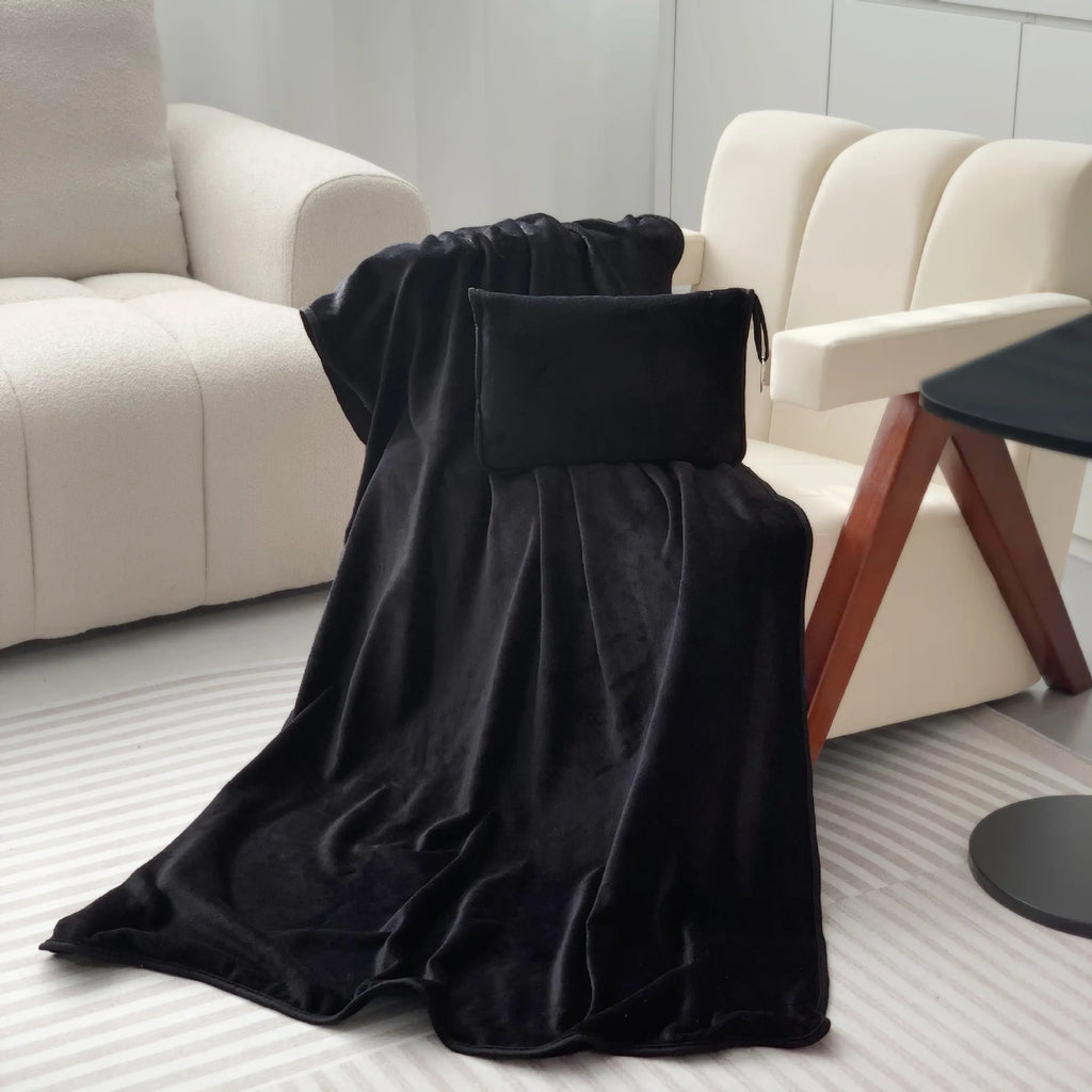 Portable Two-In-One Travel Blanket, Airplane Blanket, Pillow Cushion Blanket, Multifunctional Foldable Blanket