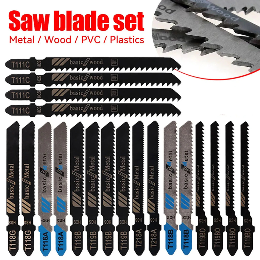 20/40Pcs Jigsaw Blades T-Shaft HCS Assorted Jigsaw Blades Set Fast Cut Down Saw Blade For Wood Plastic And Metal Cutting Tools