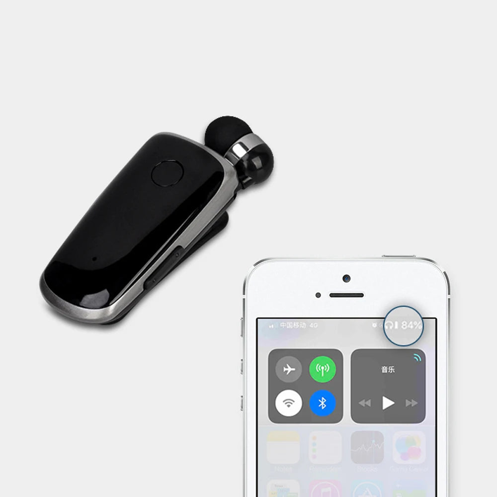 Lavalier K39 Mini Wireless Bluetooth Headset Earbuds with Microphone In-Ear Vibrating Alert Wear Clip Hands Free Earphones