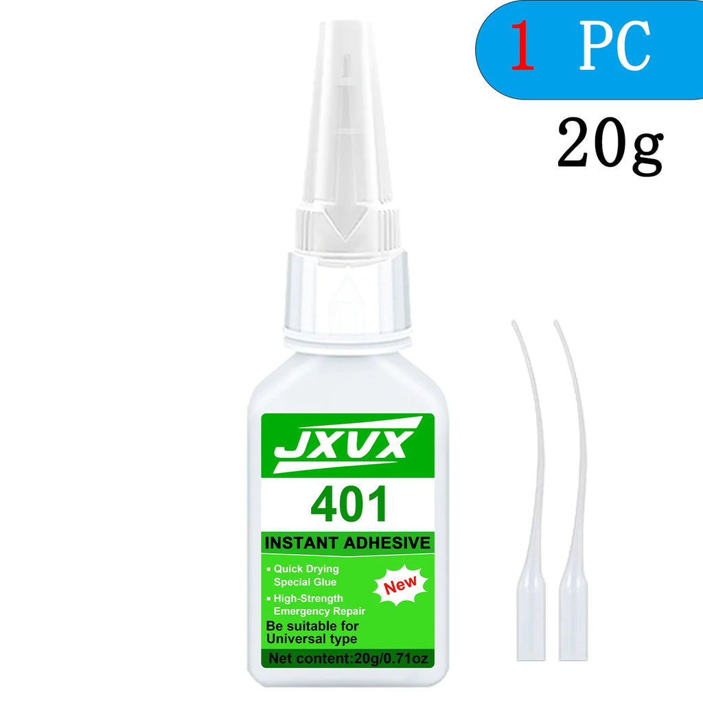 Extra-Strong Super Glue 401/502 for Metal and Plastic, 20 g – 5S Instant-Curing Cyanoacrylate Adhesive for Tool Repair