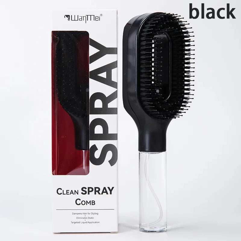 2in1 Spray Hair Brush Detangling Scalp Massage Comb with Water Mist Spray Anti-static Smooth Hair Styling Tool for Home & Travel