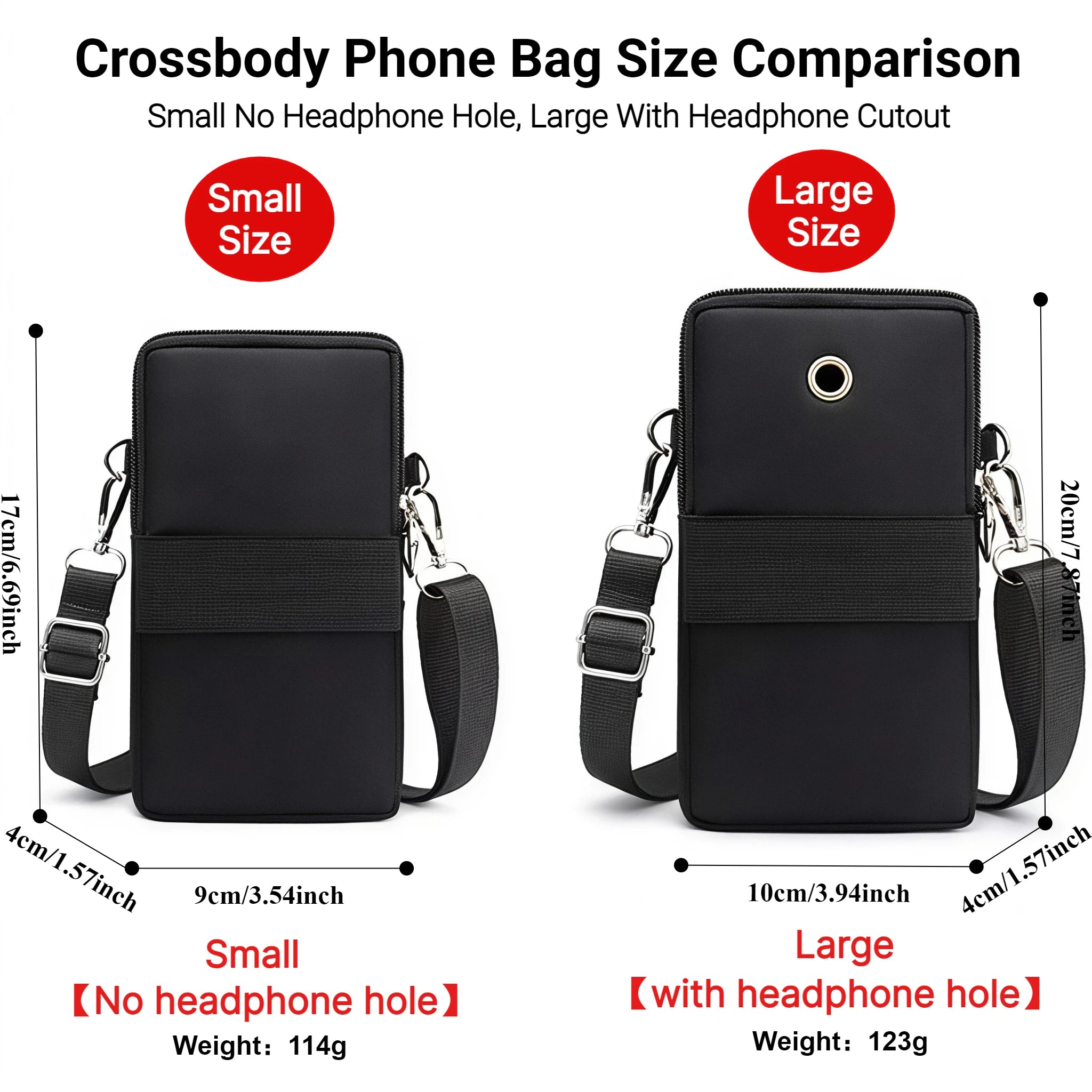 Waterproof Nylon Mini Crossbody Phone Bag for Women Heart Metal Zipper Multi Compartment Shoulder Arm Bag Phone Purse Wallet