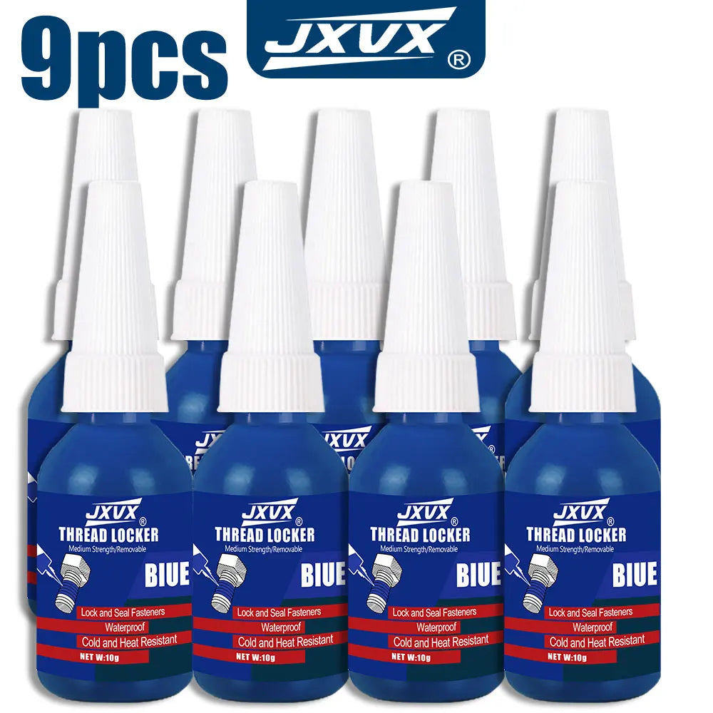 3-9 Pcs Thread Locking Glue, Screw Adhesive, Blue Anaerobic Glue, Locking Sealant for Threads and Nuts, Corrosion-Resistant Anti-Loosening Glue, Quick-Drying, 10ml