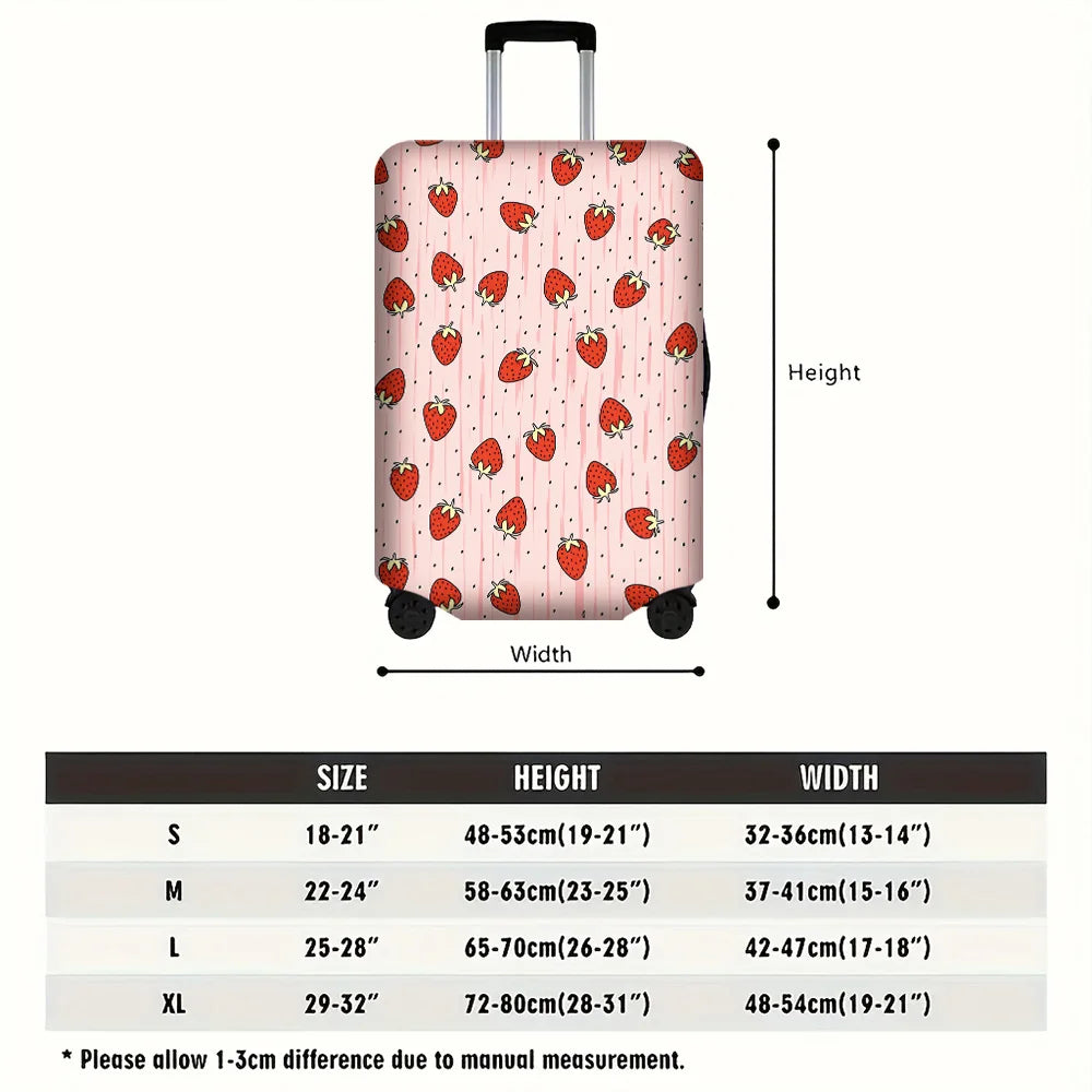 1PC Strawberry Print Luggage Cover for luggage sizes 18-32 inches; dust and elastic travel accessories to effectively protect