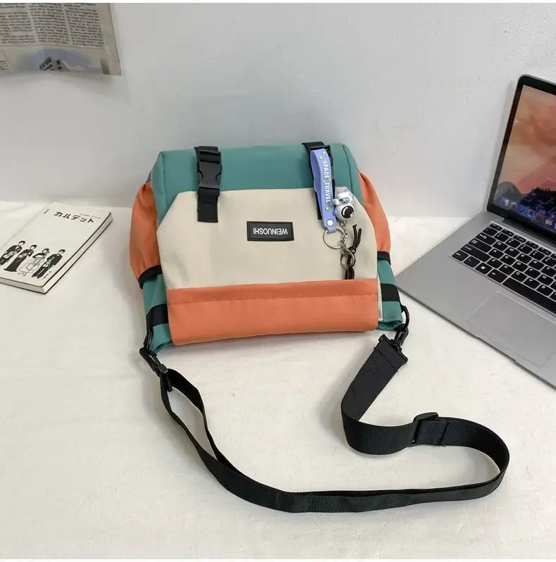 Japanese Simple Men Messenger Bag Korean Bag Student Nylon Waterproof Canvas Bag Tide Shoulder Crossbody Bags for Women Satchel