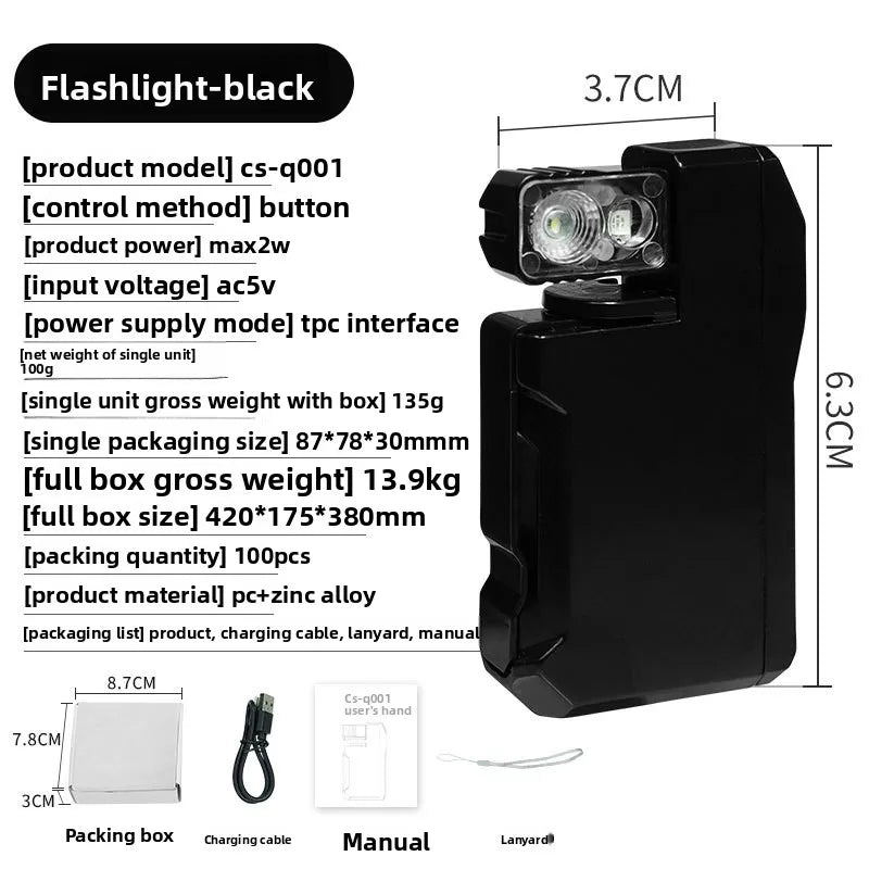 EDC Flashlight 400 Lumens Rechargeable Mini Dual Light RGB White Type C Portable Pocket Flashlight for Outdoor Camping Hiking