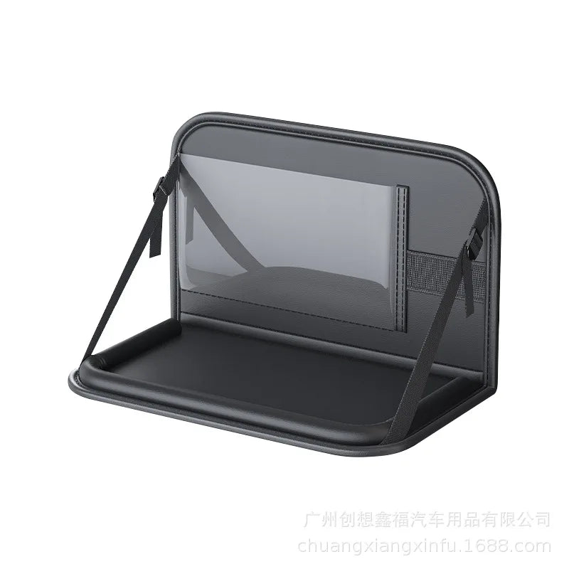 Car Seat Back Organizer Foldable Table Tray  PU Leather Auto Backseat Headrest Cup Holder Universal Phone Pockets For Rear Seat