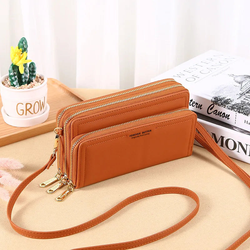 Ladies Wallet Double Layer Large Capacity Clutch Shoulder Bag Crossbody Mobile Phone Bag Coin Purse Card Holder Female Handbags