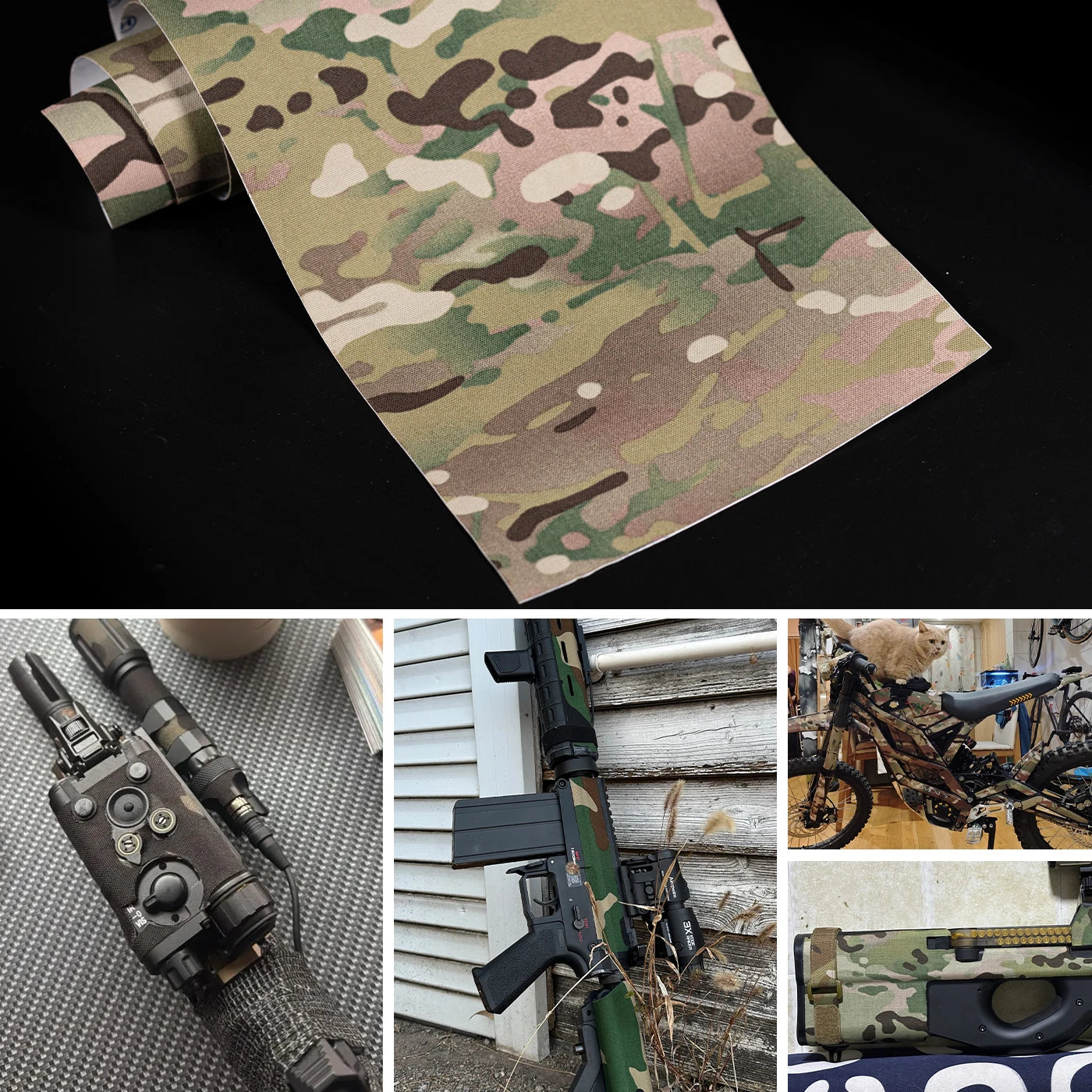 Self-Adhesive Camo Wrap – Reusable, No Residue for Airsoft Equipment, Optics, Knives, Tactical Gear – Anti-Slip & Scratch Protection – MultiCam Tropic(20 cm x 100 cm roll)