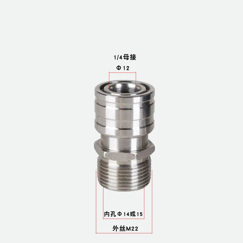 Pressure Washer Quick Connect Fitting M22 14mm to 1/4 Inch Pressure Washer Hose Gun Adapter Brass Washer Quick Release Connector