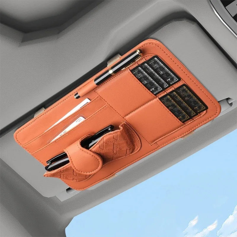 Multifunctional Car Storage Bag Sunshade Card Holder Sunglasses Clip Car Glasses Organizer